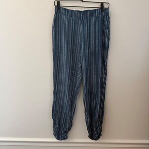 Carve Designs Blue White Striped Ruched Ankle Jogger Pants Womens Medium M
